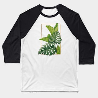 Handpainted Watercolour Monstera Banana Plant Leaves Floral Pattern Baseball T-Shirt